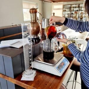 Fermenting liquid molasses in gin school experience