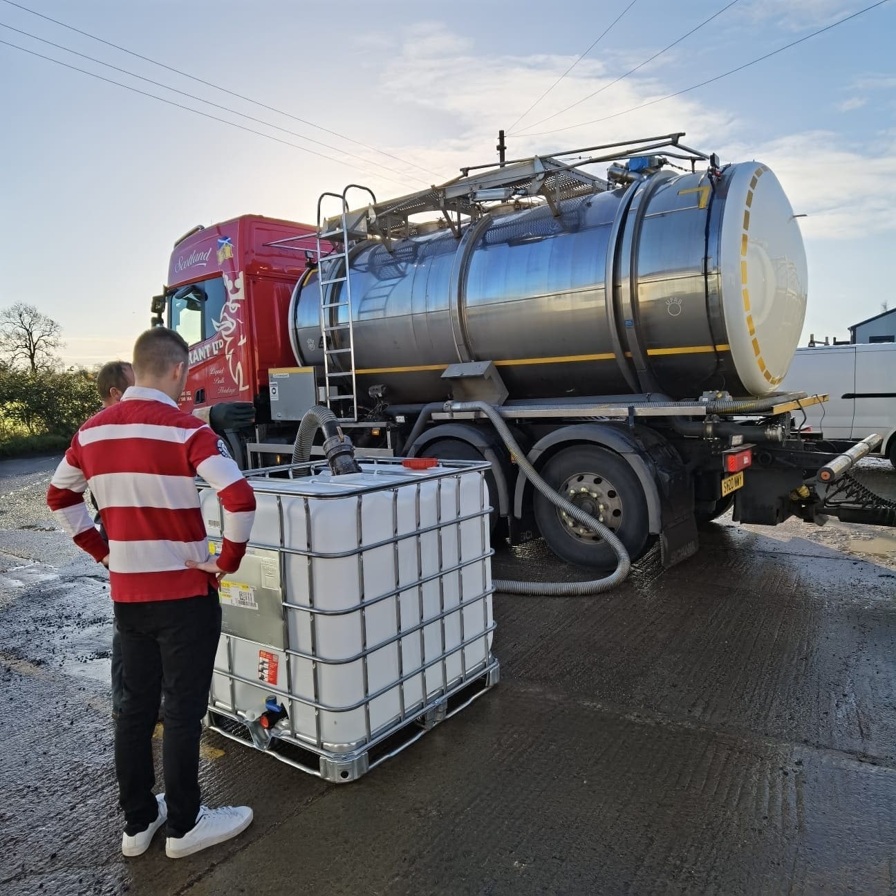 Observation of storage container outside connected to large truck