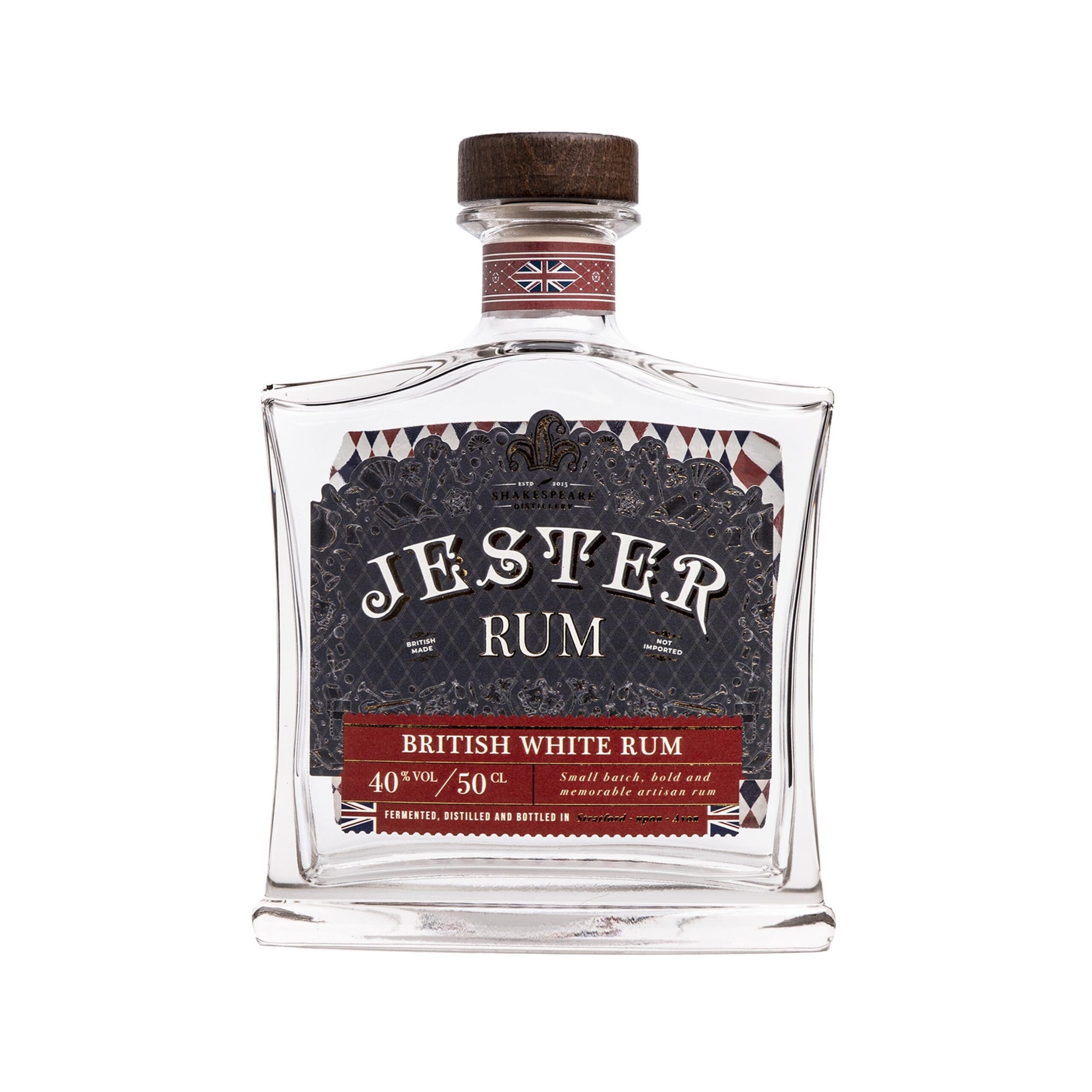 a bottle of british white jester rum