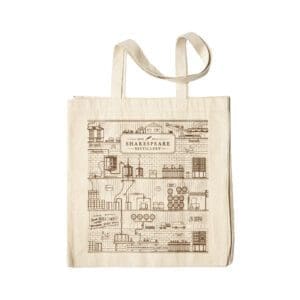 a tote bag with a diagram of a distillery