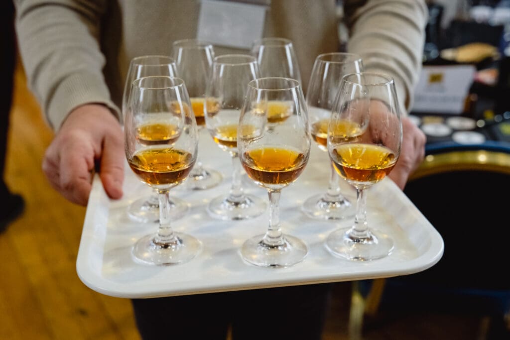 A tray of rum tasters